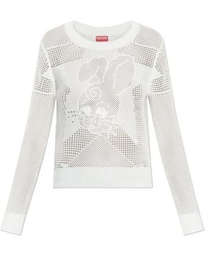 KENZO Rabbit Motif Decorative Knit Top - White