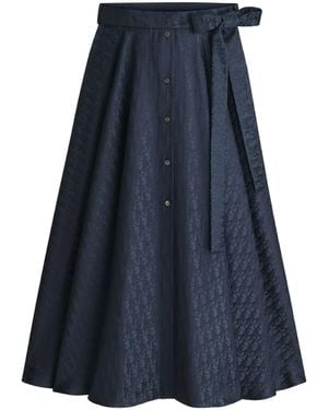 Dior Mid-Length Skirt With Tied Belt - Blue