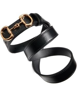 Gucci Thin Belt With Horsebit Buckle - Black