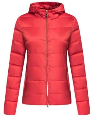 Emporio Armani Hooded Quilted Down Jacket - Red