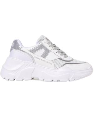 Versace Jeans Couture Glitter-Panelled Chunky Sneakers - White