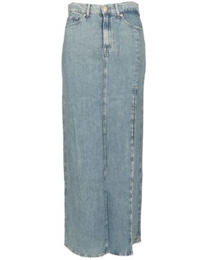 7 For All Mankind Long Skirt With High Slit - Blue