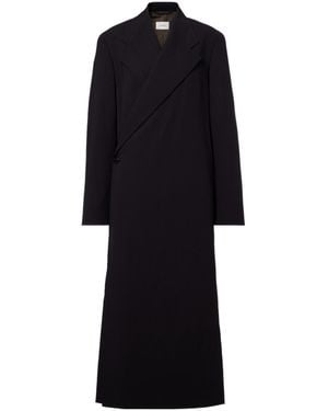 Lemaire Wool Crêpe Wrap Coat - Black