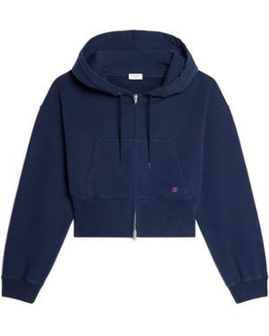 Celine Cropped Zipped Hoodie - Blue