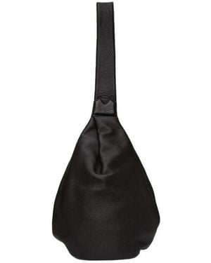 Yohji Yamamoto Logo-Embossed Leather Shoulder Bag - Black