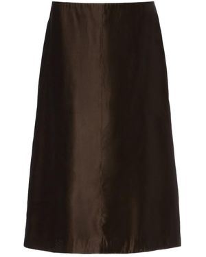 KHAITE Nania Twill Midi Skirt - Black