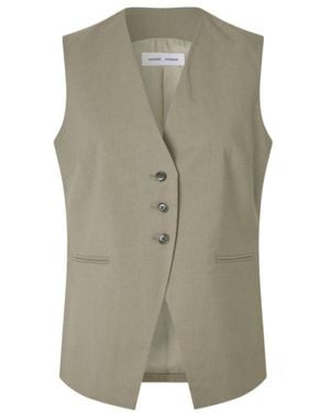 Samsøe & Samsøe Melange-Effect V-Neck Waistcoat - Green