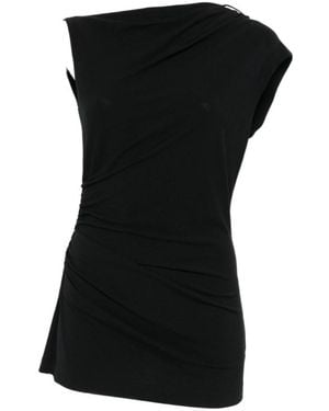 Brunello Cucinelli Asymmetric Draped Top - Black
