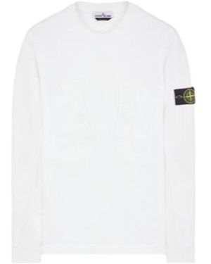 Stone Island Round Collar Logo Jumper - White