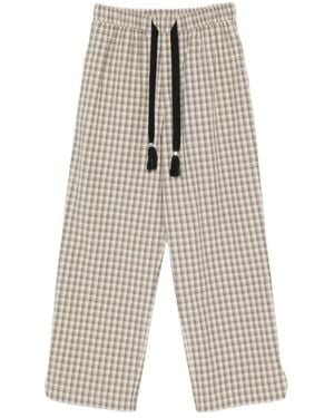 Nanushka Check-Pattern Tassel-Detail Trousers - White