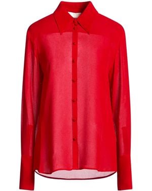 Tory Burch Simple Long-Sleeve Chiffon Blouse - Red