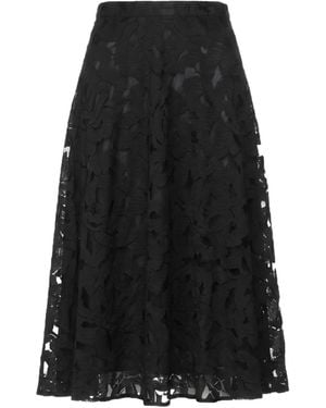 Max Mara Solid-Color Mesh Midi Skirt - Black