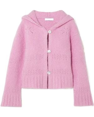 Calle Del Mar Crochet Hooded Cardigan - Pink