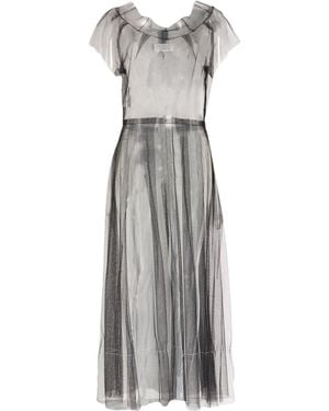 Maison Margiela Pleated Short-Sleeve Dress - Grey