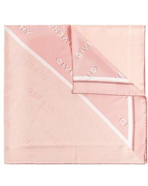 Givenchy Logo Border Silk Scarf - Pink