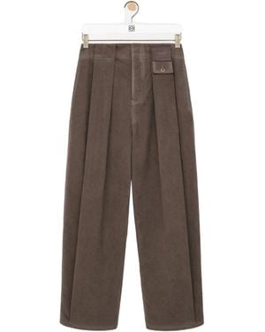 Loewe Button Pleated Trousers - Brown