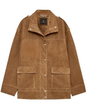 Anine Bing Snap-Front Stand-Collar Jacket - Brown