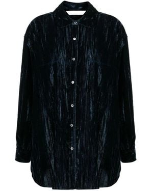 Palm Angels Velvet Crinkled Shirt - Blue