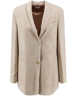 Alysi Single-Breasted Shawl-Lapel Blazer - Natural