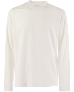 Fedeli Giza Cotton Crew Neck T-Shirt - White