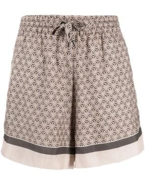 Brunello Cucinelli Graphic-Print Silk Shorts - Natural