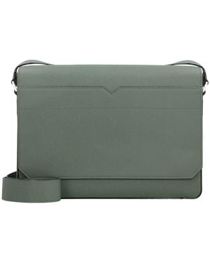 Valextra V-Line Foldover-Top Messenger Bag - Green