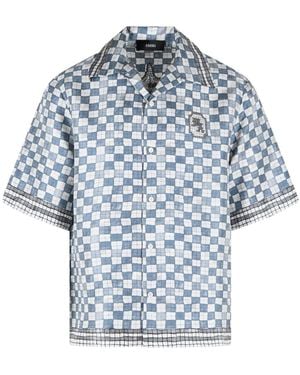 Amiri Checked Short Sleeved Shirt - Blue