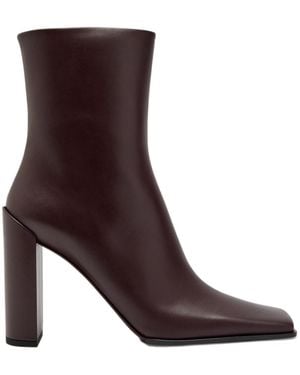 Alaïa Square Toe Leather Ankle Boots - Brown