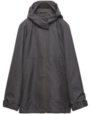 Prada Relaxed Zip-Up Hooded Jacket - Gray