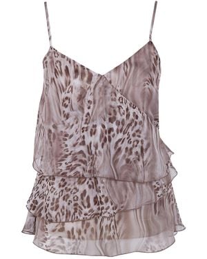 Blugirl Blumarine Ruffled Animal-Print Top - Purple