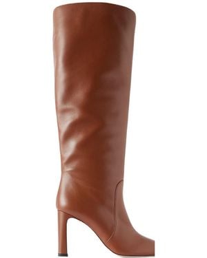 Stuart Weitzman Solid-Color Leather Knee Boots - Brown
