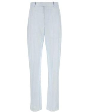 Bottega Veneta High Waist Satin Trousers - Blue