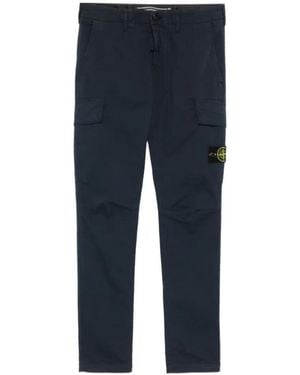 Stone Island Logo-Patch Cargo Trousers - Blue