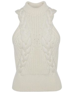 McQueen Cable-Knit Wool Top - White