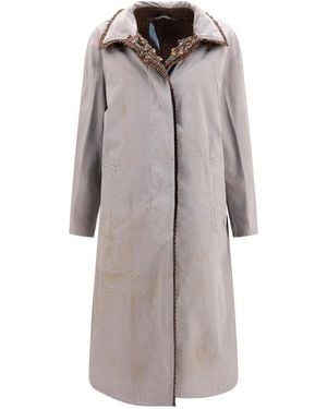 Prada Single Breasted Antiqued Reversible Coat - Gray