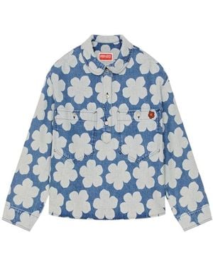 KENZO 'Hana Dots' Denim Polo Shirt - Blue