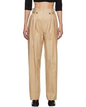 Victoria Beckham Fluid Pleated Wide-Leg Trousers - Natural