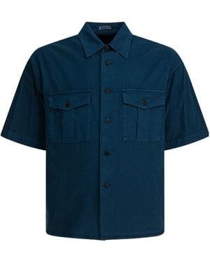 AURALEE Double-Pocket Cotton Shirt - Blue