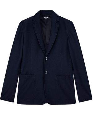 Giorgio Armani Single Breasted Textured Jacket - Blue