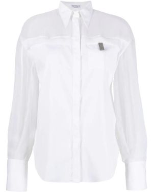 Brunello Cucinelli Bead-Embellished Cotton Shirt - White