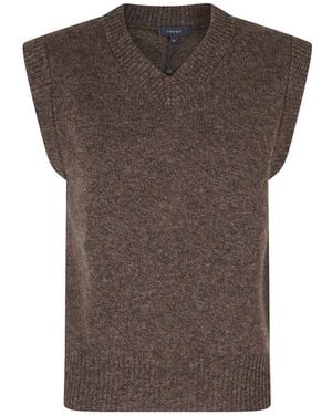 Soeur Ribbed V-Neck Sweater - Brown