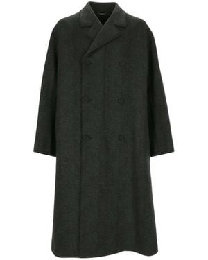 Dior Homme Double-Breasted Long-Sleeved Coat - Black