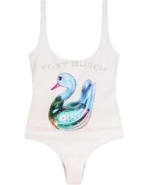 Tory Burch Lucky Duck Tank Swimsuit - White