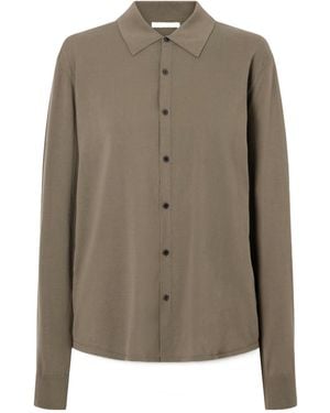 AURALEE Giza Fine Knit Cotton Shirt - Green
