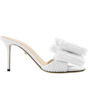 Mach & Mach Solid Heeled Mules - White