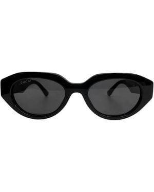 Gucci Eyewear Low Nose Bridge Fit Oval Sunglasses - Black