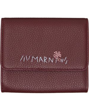 Marni Burgundy Leather Flap Cardholder With Mending - Purple