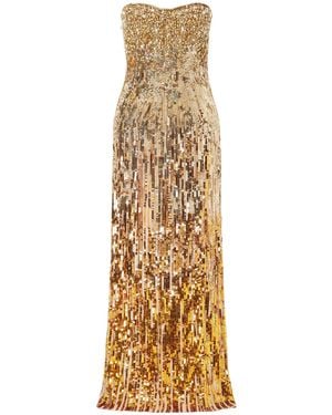 Jenny Packham Strapless Chiffon Dress - Metallic