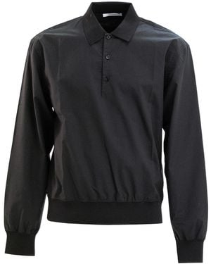 Givenchy Long-Sleeved Polo Shirt With Ribbed Details - Black