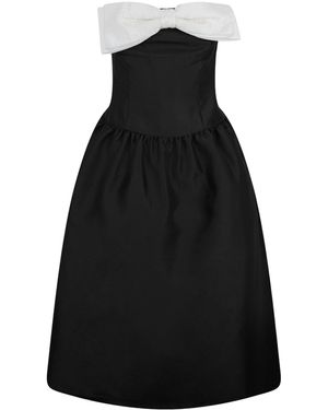 Self-Portrait Bow Midi Dress - Black